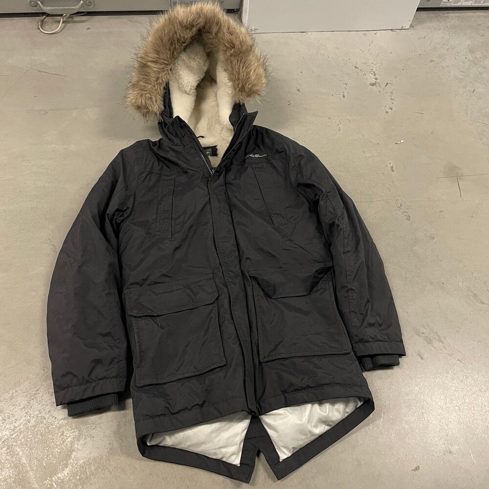 Youth Eddie Bauer fur hood parka down jacket fits women’s xs
